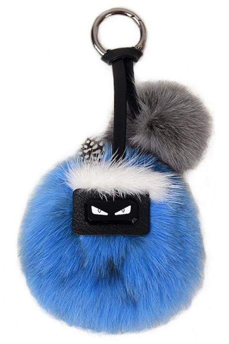 Mini Monster Pendant Hair Ball Lovely Fox Hair Key Chain-5
