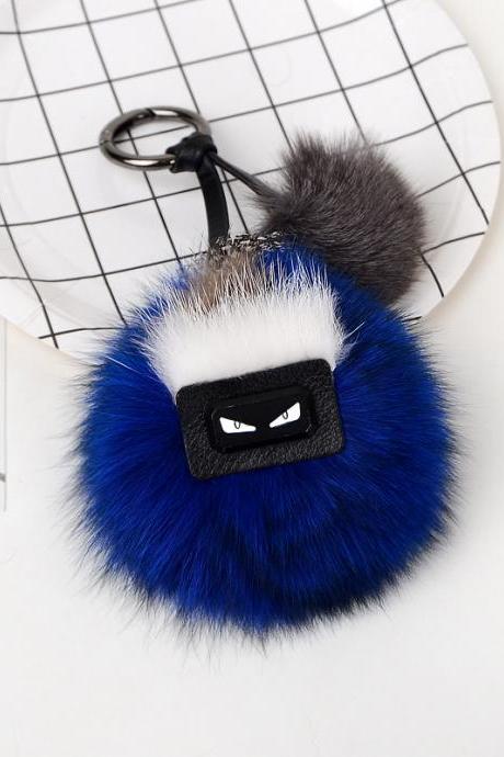 Mini Monster Pendant Hair Ball Lovely Fox Hair Key Chain-10