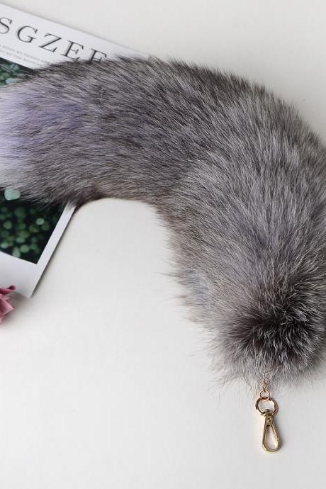 Fox Tail Hair Pendant Key Chain Fur Fur Accessories Bag Pendant Performance Stage Props-12