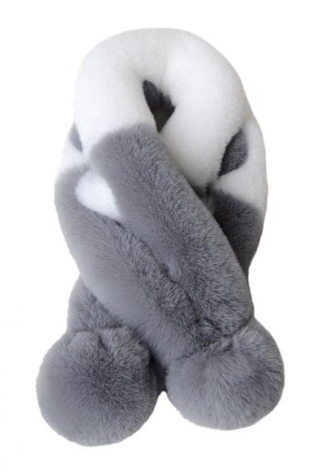 Winter Scarf Imitation Rex Rabbit Hair Color Matching Double Tube Scarf Imitation Wool Three Tube Scarf-4