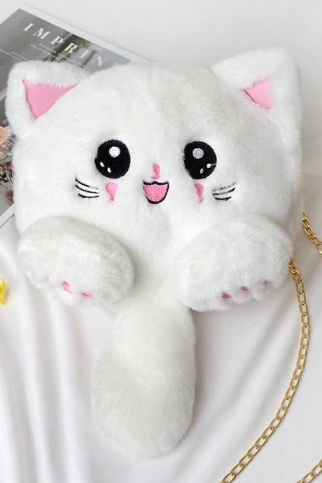 Fashion Cat Cute Soft Cute Fashion College Hairy Kitten Bag-2