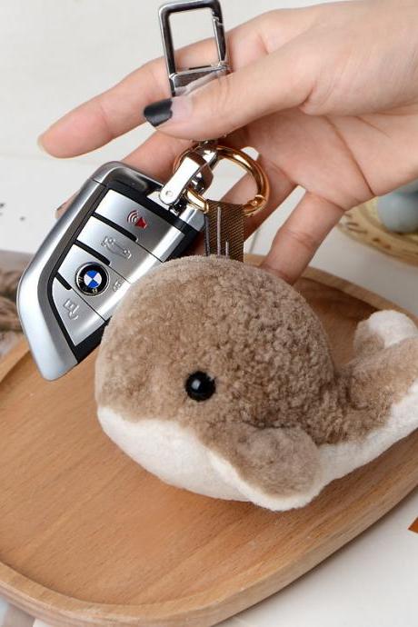 Wool baby whale car key chain pendant Plush Doll schoolbag Pendant-1