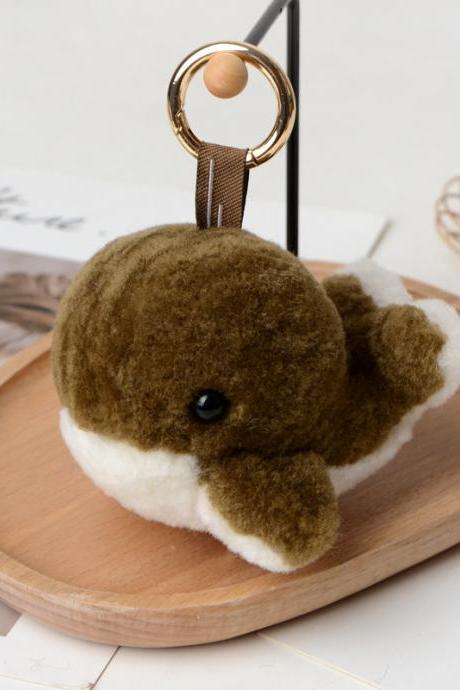 Wool baby whale car key chain pendant Plush Doll schoolbag Pendant-2