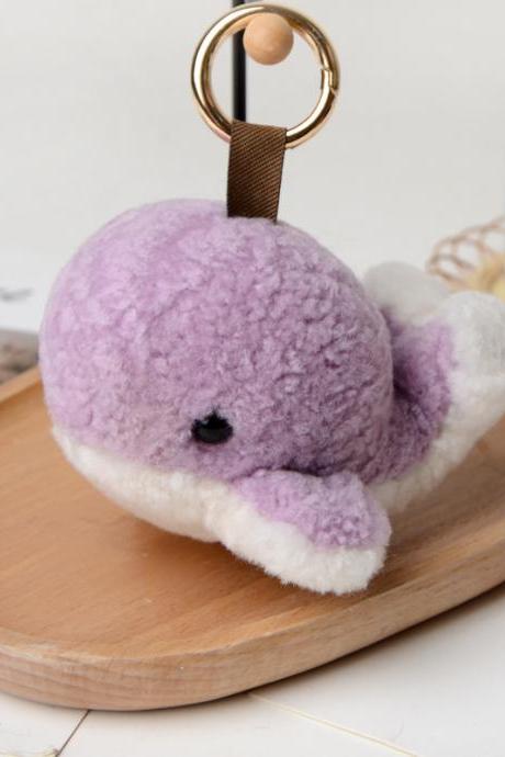 Wool baby whale car key chain pendant Plush Doll schoolbag Pendant-3