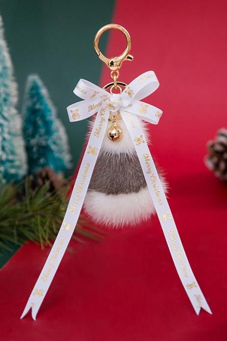 Mink hair Christmas hat key pendant fur bag Pendant-2