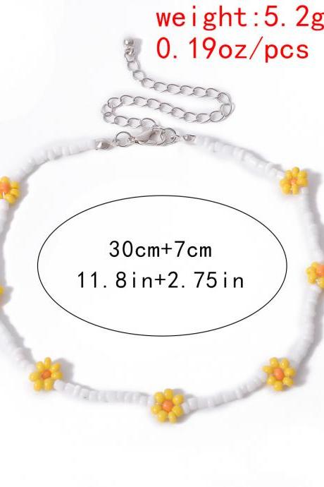 Little Daisy Necklace Women's Simple And Fresh Rice Bead Necklace-3