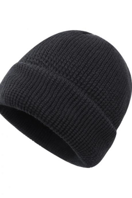 Domed Winter Knitted Men's And Women's Wool Hat-black