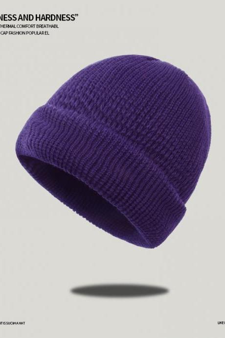 Domed Winter knitted Men's And Women's Wool Hat-Purple Blue