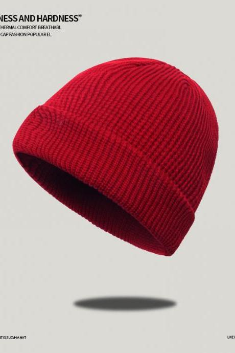 Domed Winter Knitted Men's And Women's Wool Hat-wine Red