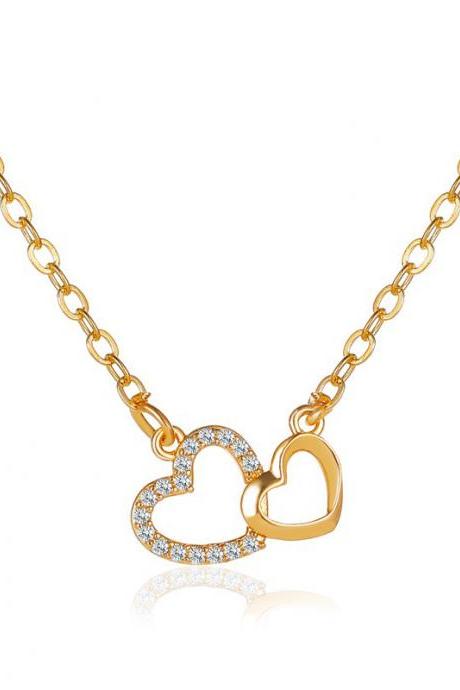 Love Necklace Double Peach Heart Pendant Clavicle Chain(men&amp;amp;#039;s + Women&amp;amp;#039;s Two Necklaces )