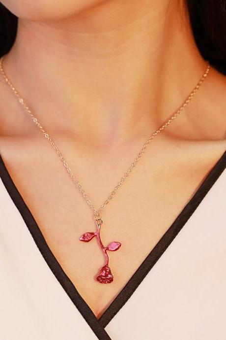 Red Fashion Rose Versatile Clavicle Chain Valentine&amp;amp;#039;s Day Women&amp;amp;#039;s Gift