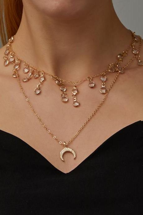 Vintage Multi-layer Crystal Pendant Clavicle Chain