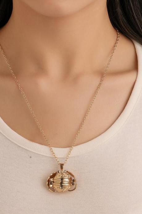 Golden Openable multi-layer wing Photo Box Necklace