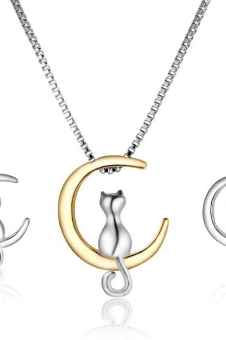 Moon Cat Earrings Versatile Moon Cat Necklace