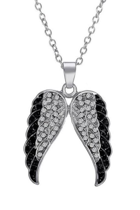 Diamond Studded Wing Pendant Necklace