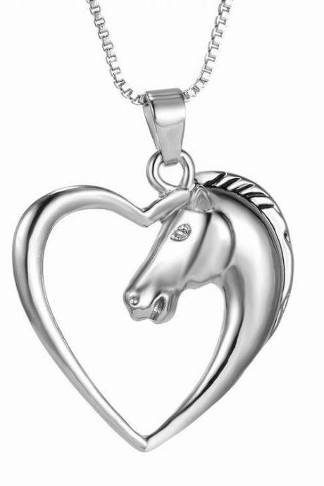 Hollow out horse love alloy necklace sweater chain