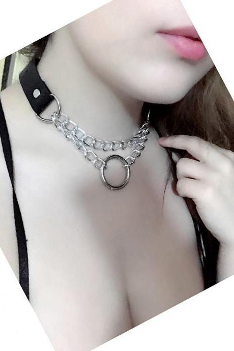 Pu Leather Ring Necklace
