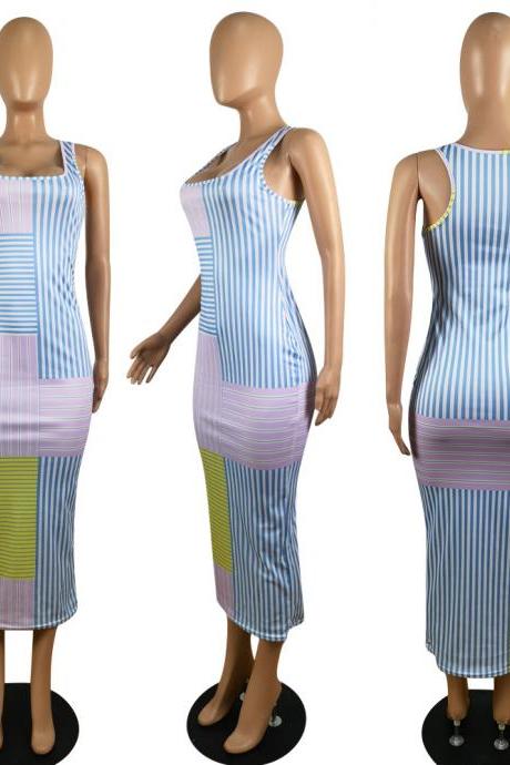 Vest Print Stripe Dress