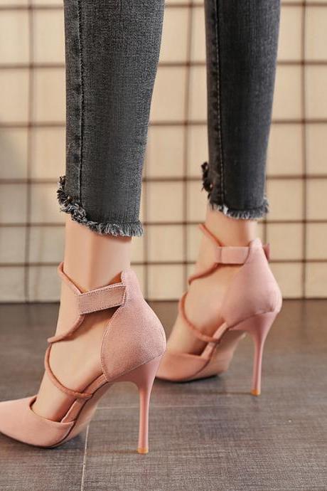 Pink Versatile Temperament Light Mouth Single Shoes Roman Shoes Sandals