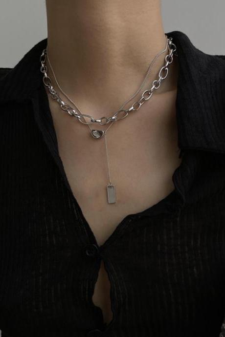Original Cool Multi-layered Chains Geometric Necklace