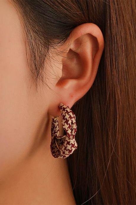 Vintage Fabric Art Houndstooth Earrings Accessories