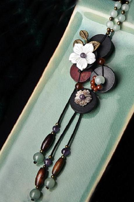 Original Flower Wood Necklaces