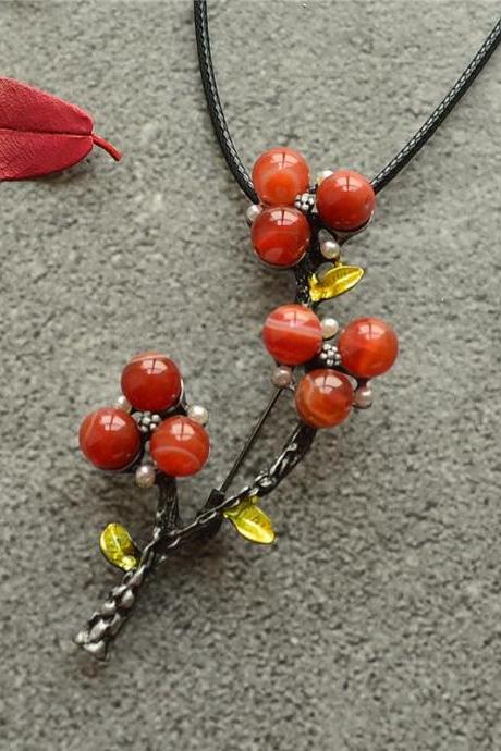 Vintage Ethnic Style Plum Blossom Shape Long Necklace