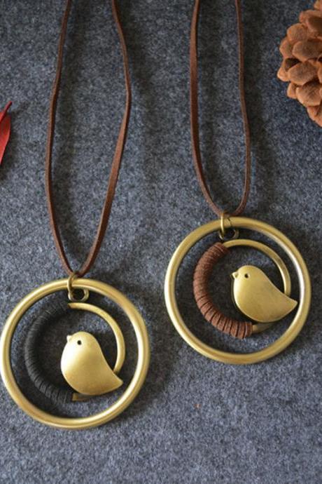 Vintage Bird Alloy Multi-layer Circle Necklace