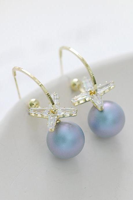 Simple Geometry Pearl Earrings-1