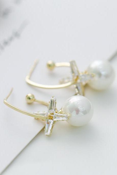  Simple Geometry Pearl Earrings-2
