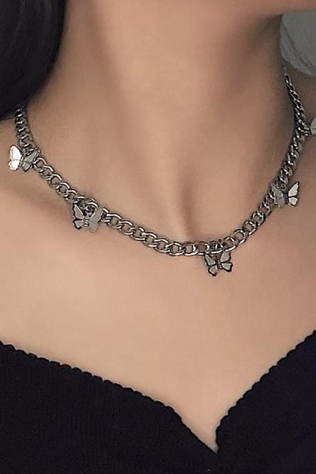 Stylish Alloy Butterfly Chain Necklace