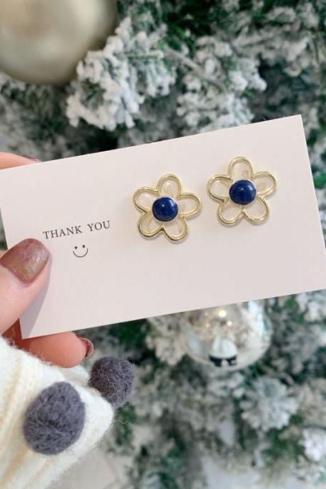 Simple Blue See-through Flower Earrings
