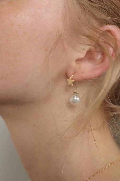 Star Imitation Pearls Earring