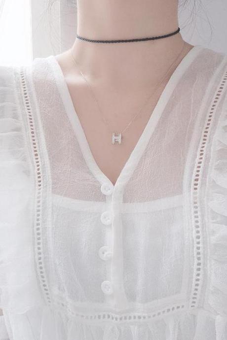 Simple Silver H Necklace