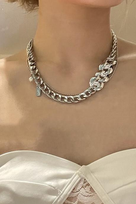 Original Stylish Stone Pearl Chain Necklace