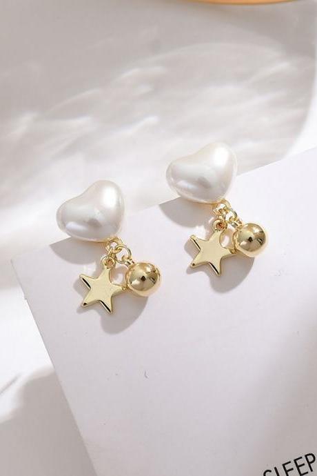 Pearl Five-Pointed Star Simple Earrings