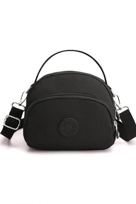 BLACK Simple Solid Color Floral Printed Shoulder Bag