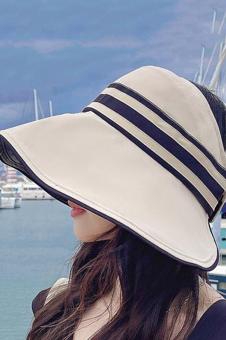 Going Out Contrast Color Striped Sun Hat