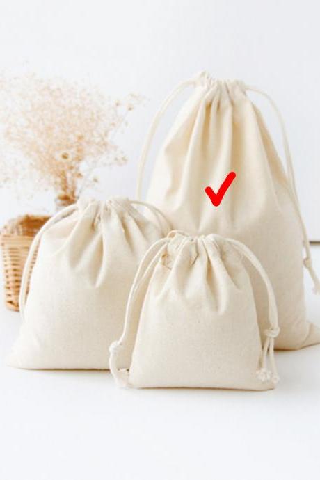 CREAM LARGE SIZE Simple Solid Drawstring Pouch Bag