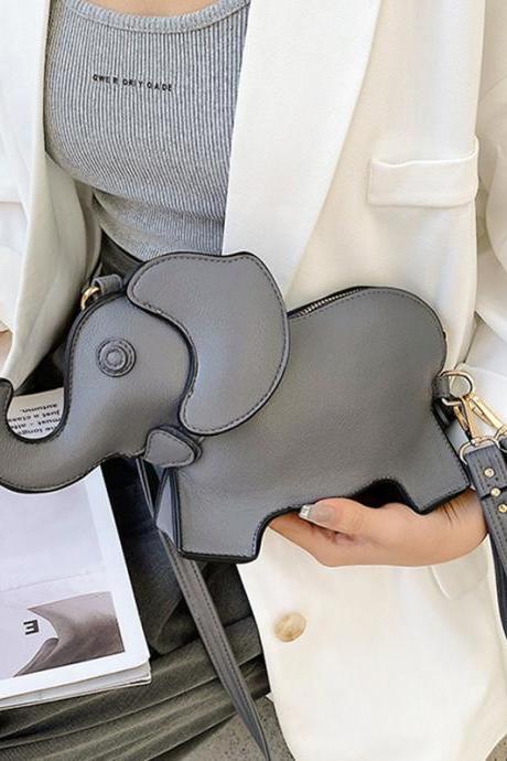 Gray Pu Elephant Shape Shoulder Bag Handbag