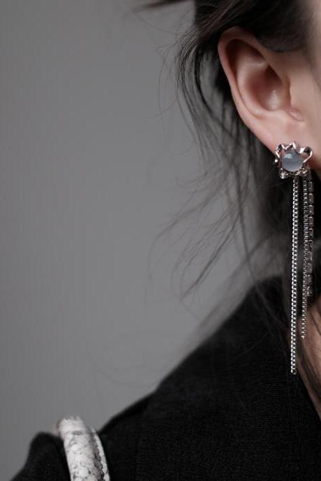 Rhinestone Tasseled Long Earrings Accessories