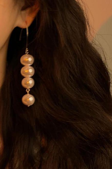 Vintage Irregularity Pearl Tasseled Earrings Accessories