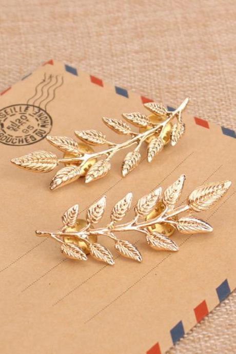 GOLD Vintage Feather Solid Color Brooch