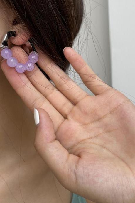 Purple Simple Cute Geometric Earrings Accessories