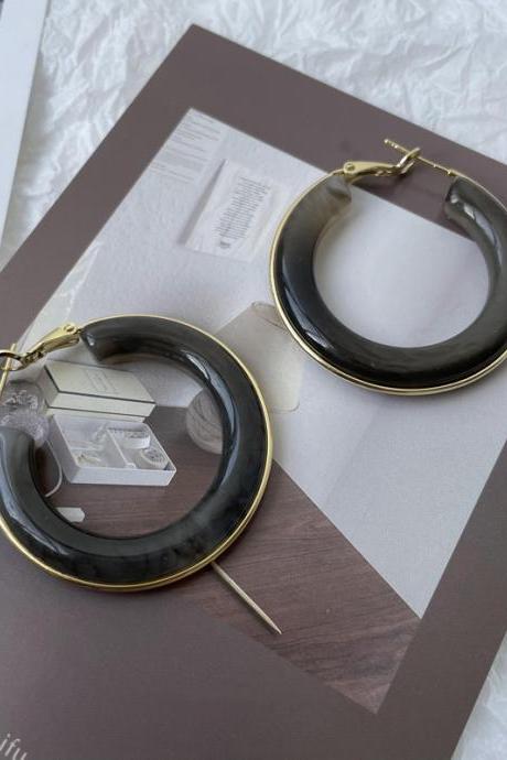 Black Original Circle Resin Earrings