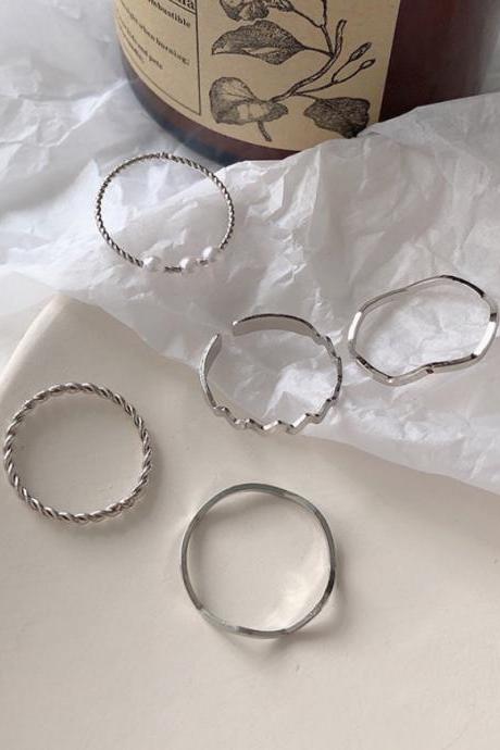 Silver Simple Casual Chic Geometric Rings