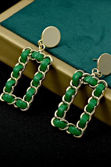 Green Simple Geometric Earrings Accessories