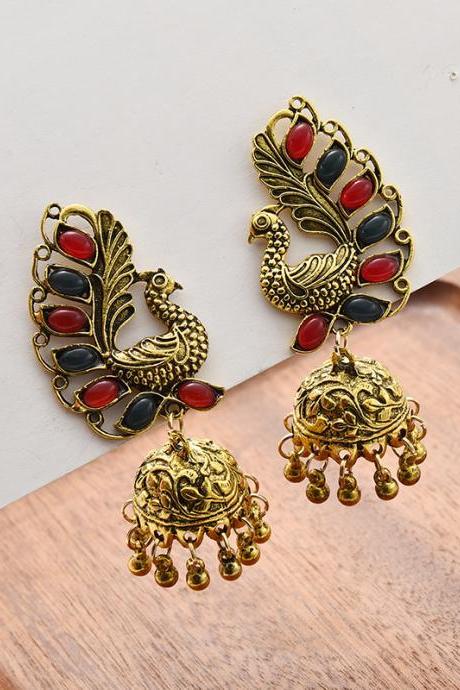 Multicolor Original National Beads Phoenix Shape Earrings
