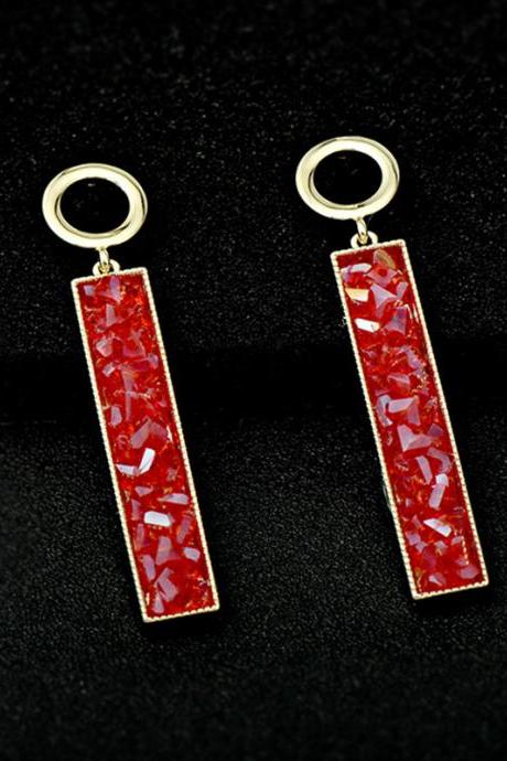 RED Original Simple Geometric Rhinestone Earrings Accessories