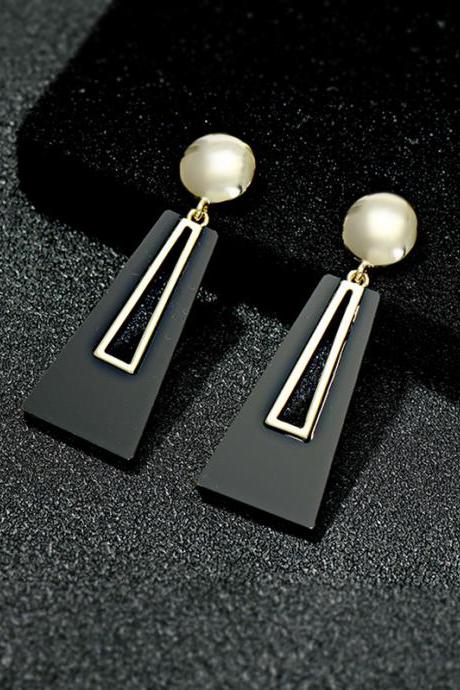 Black Original Black White Geometric Acrylic Earrings Accessories